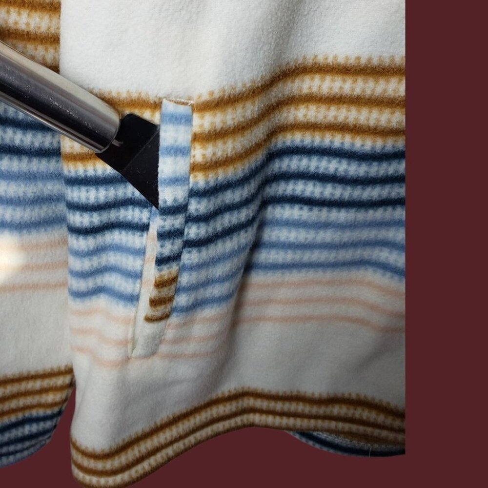 ONeill Women Striped Fleece Hoodie Pullover With Pockets Cream/Blue/brown Xlarge - Picture 4 of 11